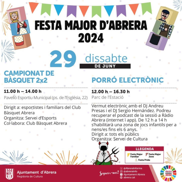 Festa Major 2024: Programació de dissabte 29 de juny