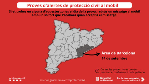 Prova del sistema d'alertes de Protecció Civil, el proper dijous 14 de setembre