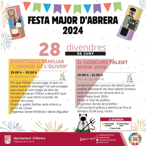 Festa Major 2024: Programació de divendres 28 de juny de 2024