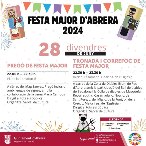 Festa Major 2024: Programació de divendres 28 de juny de 2024