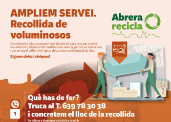 Siguem cívics i mantinguem el nostre entorn net i agradable per a tothom! Ampliem el servei de recollida de voluminosos i andròmines al nostre municipi