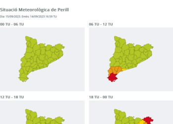 Avís per intensitat de pluja divendres 15-09-23.