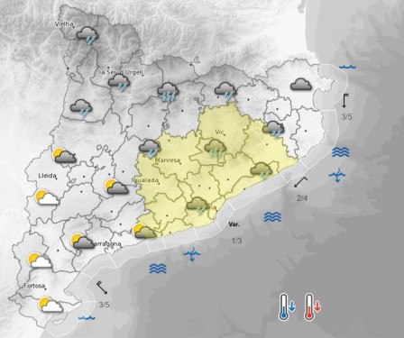 Avís pluges cap de setmana 9 i 10 de setembre de 2017