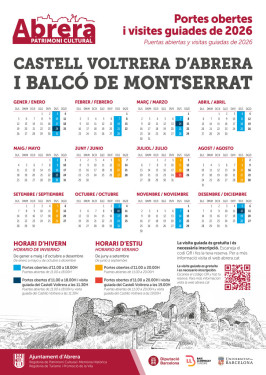 Calendari de portes obertes i visites comentades al Castell de Voltrera d'Abrera i el Balcó de Montserrat de l'any 2026
