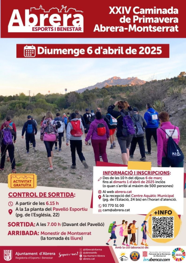 Cartell XXIV Caminada de Primavera Abrera-Montserrat - Diumenge 6 d'abril de 2025