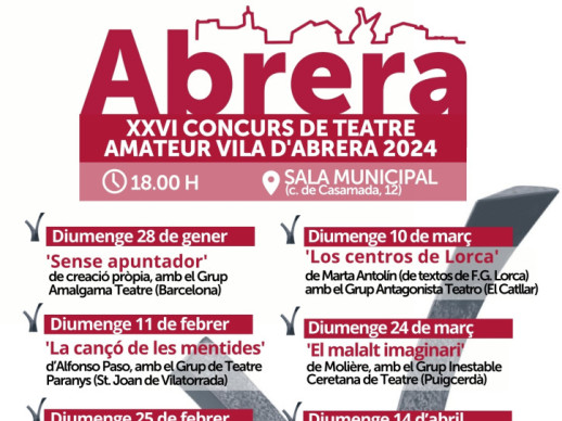 Cartell programació XVI Concurs de Teatre Amateur Vila d'Abrera 2024