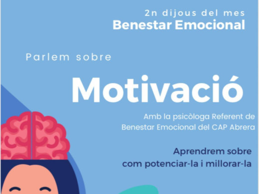 Cartell sobre la xerrada de benestar emocional del 09-02-24 sobre Motivació