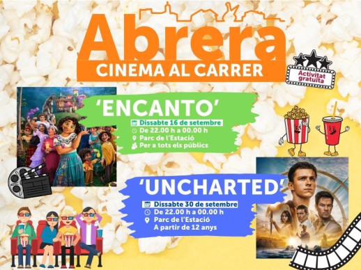 Atenció famílies! Celebrem el final de l'estiu a Abrera amb un nou cicle del 'Cinema al carrer'!