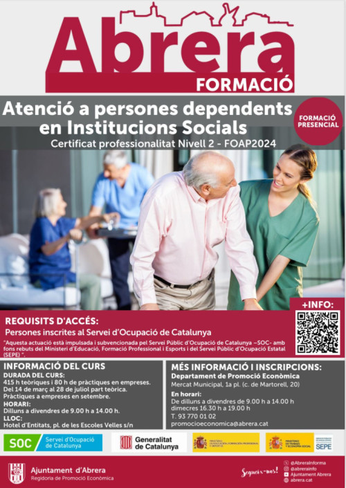 Curs d'Atenció a persones dependents en institucions socials - Inici març 2025