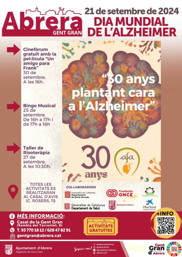 A Abrera commemorem el Dia Mundial de l’Alzheimer amb diverses activitats en el Casal de la Gent Gran