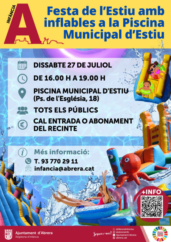 Torna la Festa de l'Estiu a Abrera! El proper dissabte 27 de juliol us hi esperem a la Piscina Municipal d'Estiu!