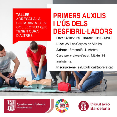 Cartell taller 'Primers auxilis i ús dels desfibril·ladors'
