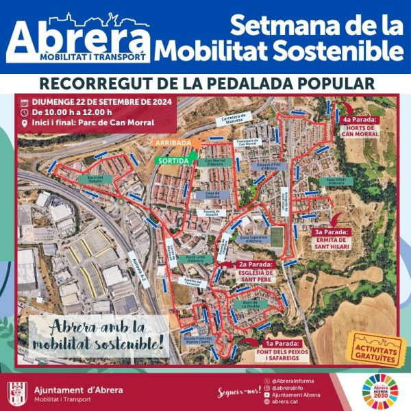 Abrera + sostenible! Commemorem la Setmana de la Mobilitat Sostenible 2024 amb el servei de bus urbà gratuït, una ITV per a bicicletes i una pedalada popular pel nostre municipi