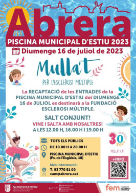 A Abrera, el diumenge 16 de juliol ens mullarem per l’esclerosi múltiple a la Piscina Municipal d'Estiu!