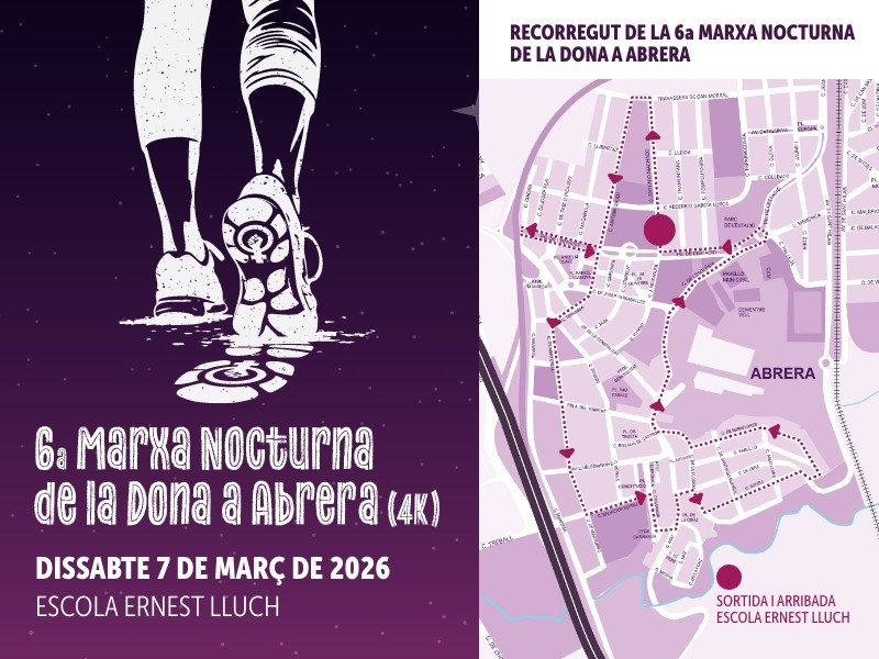 Juntes farem nostra la nit! Obrim les inscripcions per particpar a la 6a Marxa nocturna de la Dona que se celebrarà el dissabte 7 de març de 2026. Participeu-hi!