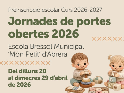 Dilluns 20 d’abril comença la primera de les jornades de portes obertes a l'Escola Bressol Municipal Món Petit. Famílies, inscriviu-vos i veniu a conèixer el centre!