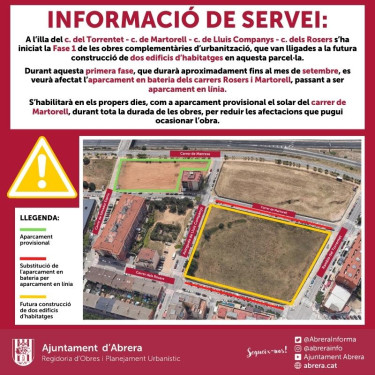 Informació de servei: afectacions en els estacionaments en un tram dels carrers dels Rosers i de Martorell, que han passat a ser en línia