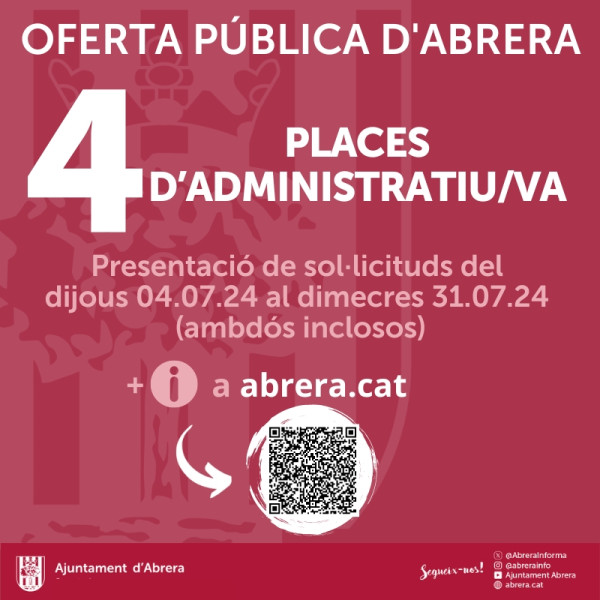 Procés de selecció de 4 places d'Administratiu/va