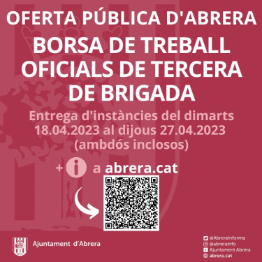 OFERTA OCUPACIÓ ABRERA - BORSA TREBALL OFICIALS TERCERA BRIGADA ABRIL 2023