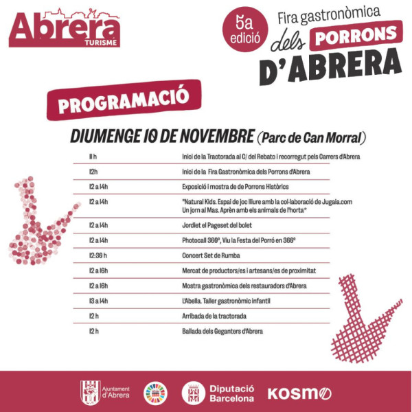 5a Fira Gastronòmica dels Porrons d'Abrera - Programació diumenge 10 de novembre de 2024