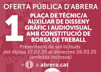 Obrim un procés de selecció d'una plaça de Tècnic/a auxiliar de disseny gràfic i audiovisual