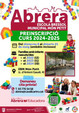 Escola Bressol Municipal Món Petit. Preinscripció curs 2024-2025