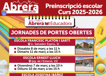 PREINSCRIPCIÓ ESCOLAR 2025-2026 JORNADES DE PORTES OBERTES