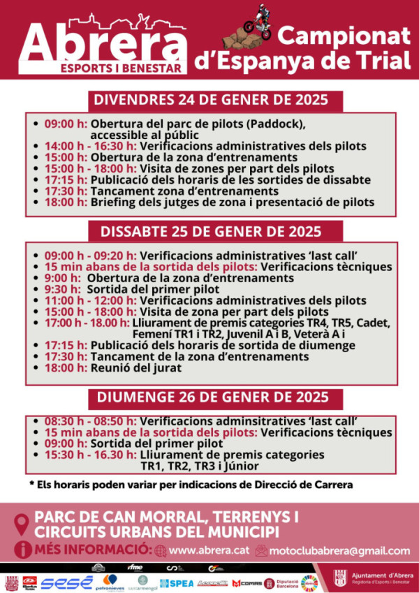 Programació del Campionat d'Espanya de Trial