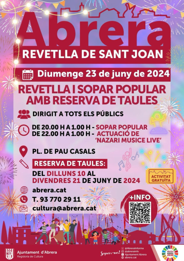 Revetlla de Sant Joan 2024, nucli urbà. Reserva de taules