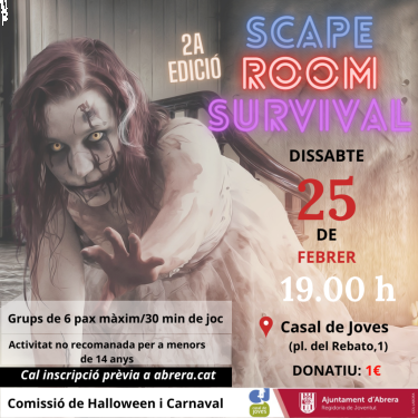 Ei, Joves! Celebreu el Carnaval amb nosaltres! Obrim inscripcions per a l'Scape Room "Survival"