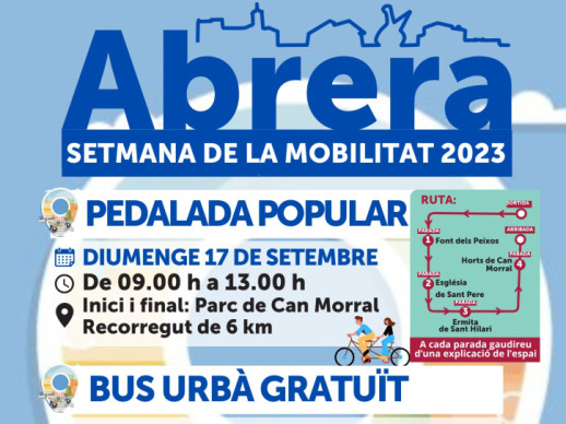 Abrera + sostenible! Commemorem la Setmana de la Mobilitat 2023 amb una pedalada popular, el servei de bus urbà gratuït i les caminades per Abrera