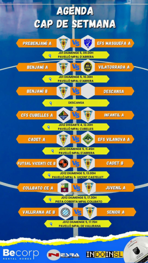 Competicions FUTSAL 04 i 05 de febrer de 2023