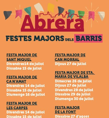 Des de l'Ajuntament d'Abrera col·laborem en l'organització de les Festes Majors dels barris d'Abrera