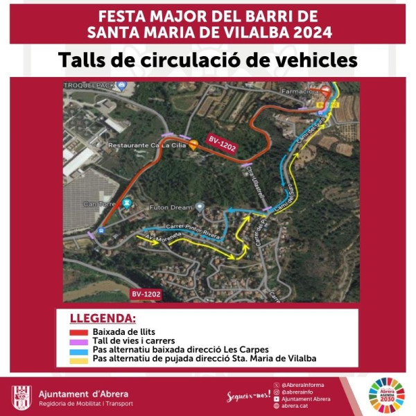 Festa Major Santa Maria de Vilalba 2024 - Plànol de talls de circulació