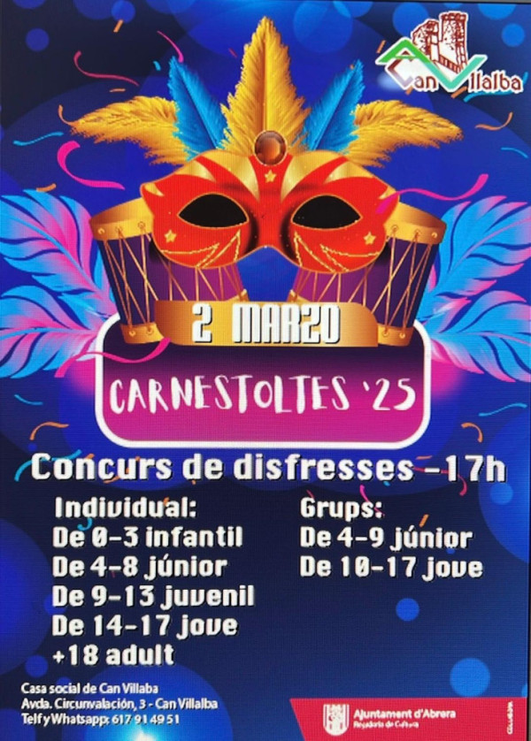 Carnaval 2025 - Cartell del Concurs de disfresses de l'Associació de Veïns i Veïnes de Can Vilalba