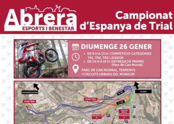 Abrera amb l'esport! El Campionat d'Espanya de Trial arriba aquest cap de setmana al nostre municipi, amb participants locals. No us ho perdeu! Dissabte i diumente 25 i 26 de gener de 2025