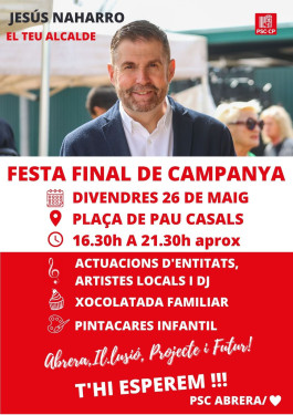 Cartell festa final campanya PSC Abrera 26-05-23