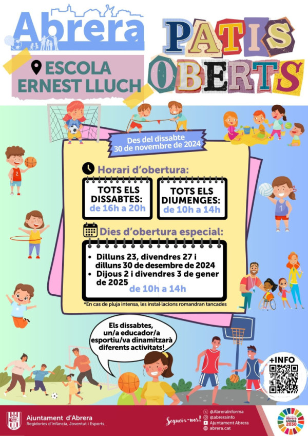 Cartell activitat 'Patis Oberts' a l'escola Ernest Lluch d'Abrera