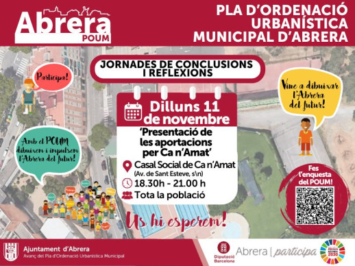 Dilluns 11 de novembre es celebra al Casal Social de Ca n'Amat la Jornada de conclusions i reflexions Barris de Les Carpes. Presentació del resum d’aportacions i suggeriments rebuts