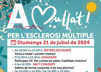 A Abrera ens mullem per l'esclerosi múltiple! Diumenge 21 de juliol de 2024 veniu a la Piscina Municipal d'Estiu i participeu-hi!