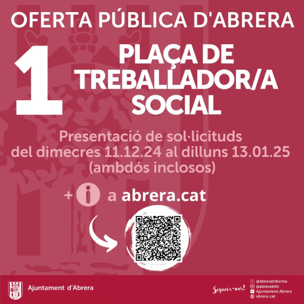 POST OFERTA 1 PLAÇA treballadora social