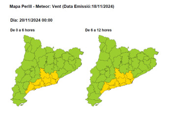 Previsió fort vent. Dimecres 20 de novembre de 2024